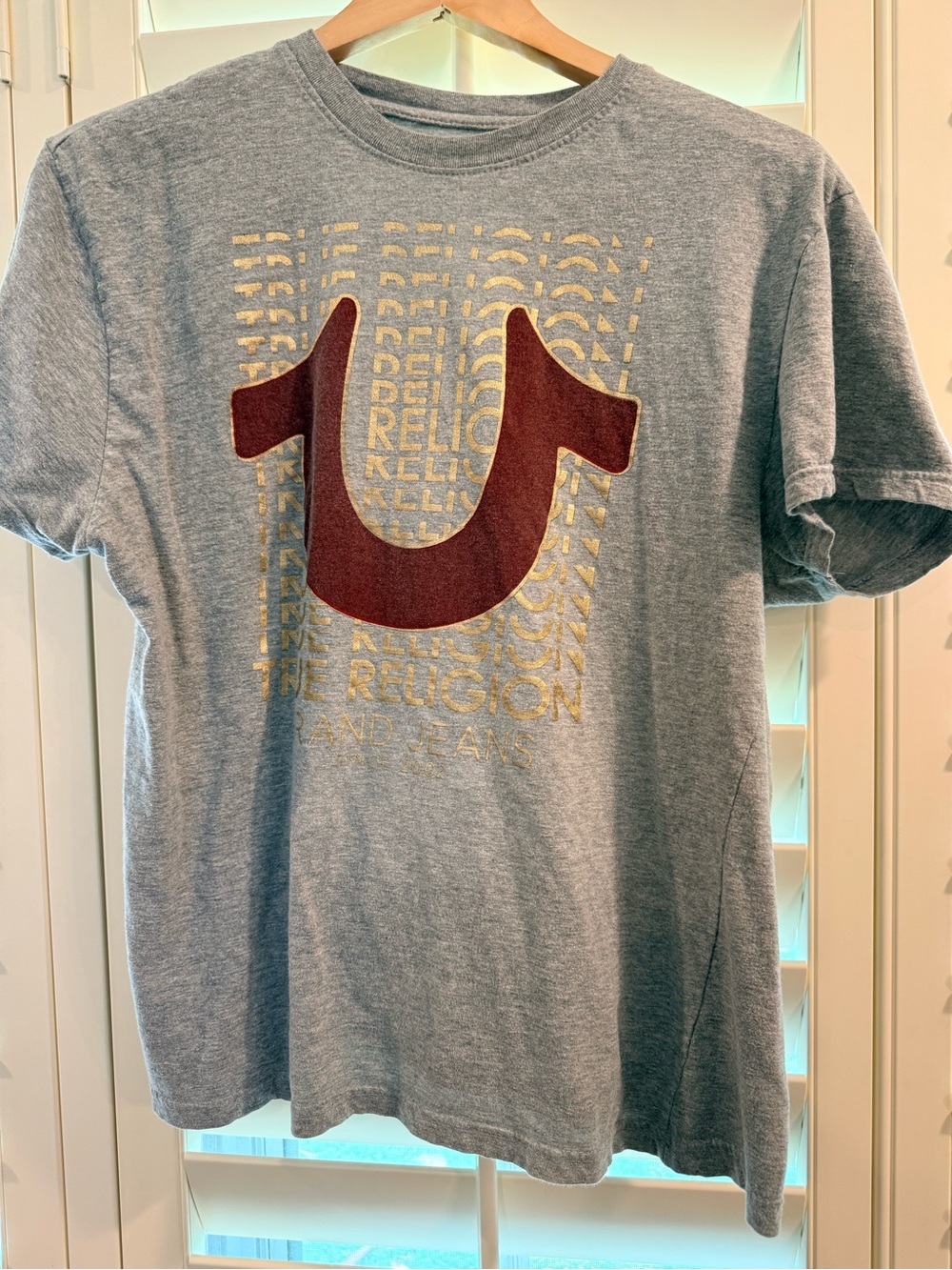True Religion Tee Shirt  Gray Horseshoe Graphic Loungewear Large